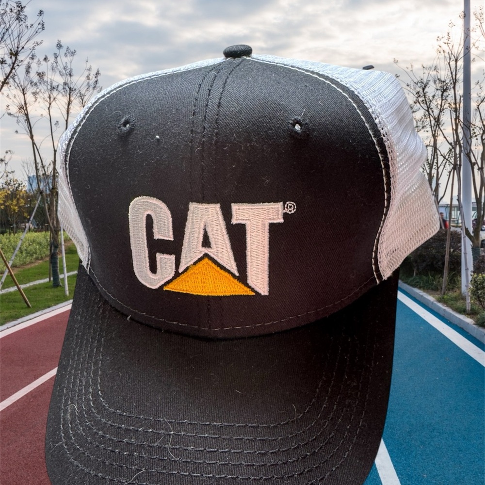 Caterpillar Black and White Mesh Cap
